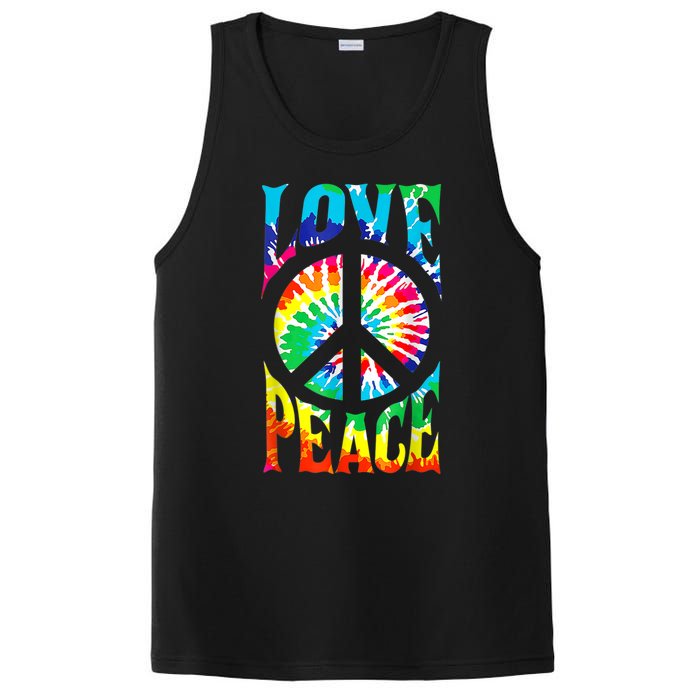 Peace Sign Love Shirt 60s 70s Tie Die Hippie Costume PosiCharge Competitor Tank