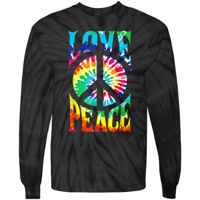 Peace Sign Love Shirt 60s 70s Tie Die Hippie Costume Tie-Dye Long Sleeve Shirt