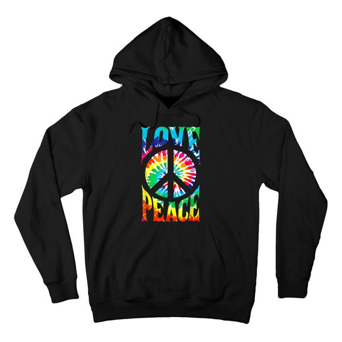 Peace Sign Love Shirt 60s 70s Tie Die Hippie Costume Tall Hoodie