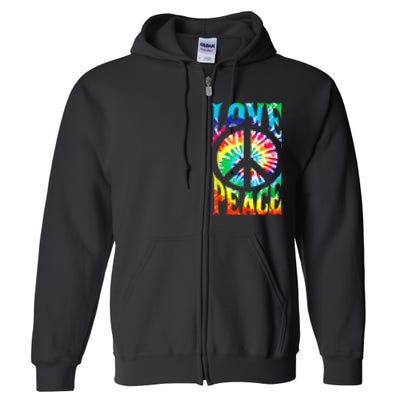 Peace Sign Love Shirt 60s 70s Tie Die Hippie Costume Full Zip Hoodie