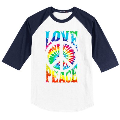 Peace Sign Love Shirt 60s 70s Tie Die Hippie Costume Baseball Sleeve Shirt