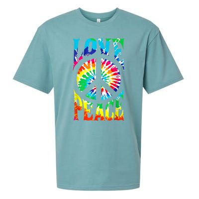 Peace Sign Love Shirt 60s 70s Tie Die Hippie Costume Sueded Cloud Jersey T-Shirt