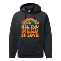 Peace Sign Love 60s 70s Tie Dye Hippie Costume Halloween Performance Fleece Hoodie