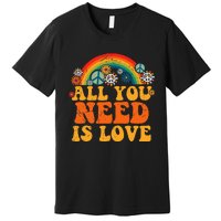 Peace Sign Love 60s 70s Tie Dye Hippie Costume Halloween Premium T-Shirt