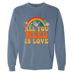 Peace Sign Love 60s 70s Tie Dye Hippie Costume Halloween Garment-Dyed Sweatshirt