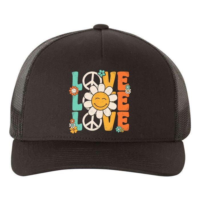 Peace Sign Love 60s 70s 80s Costume Groovy Theme Party Yupoong Adult 5-Panel Trucker Hat