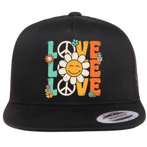 Peace Sign Love 60s 70s 80s Costume Groovy Theme Party Flat Bill Trucker Hat