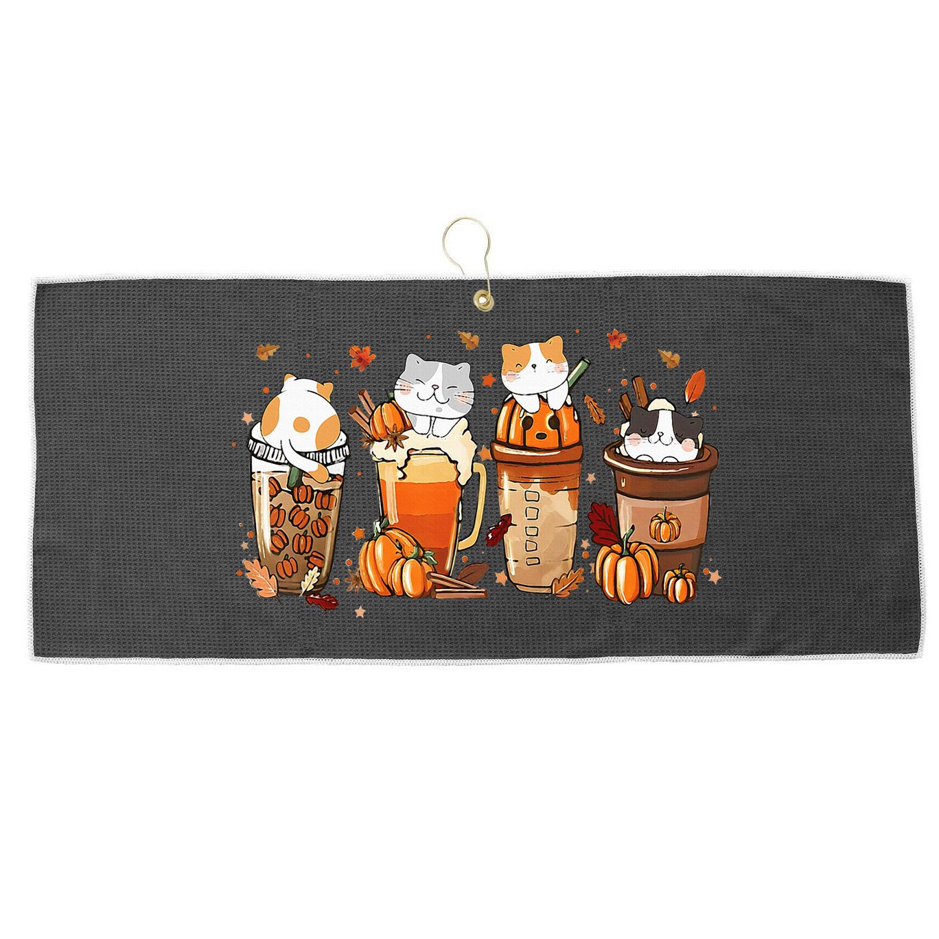 Pumpkin Spice Latte Costume For Cats Lover Large Microfiber Waffle Golf Towel
