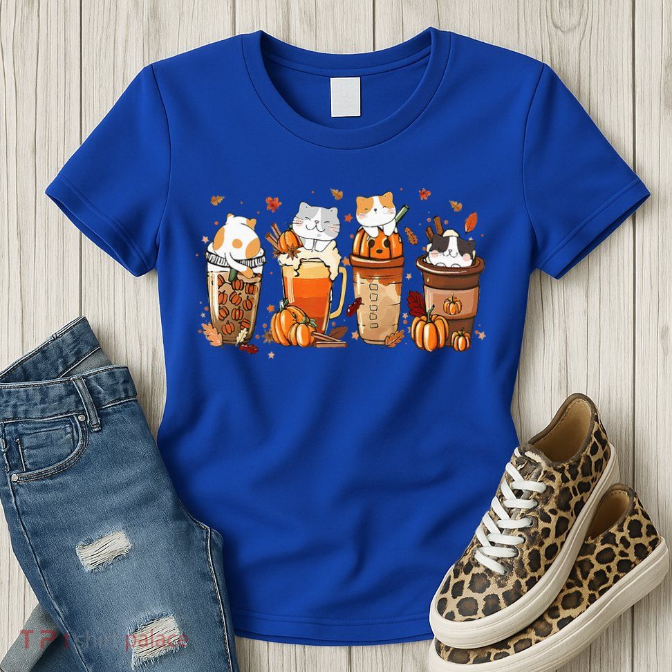 Pumpkin Spice Latte Costume For Cats Lover Womens T-Shirt