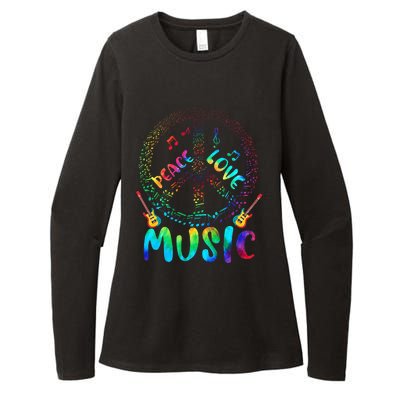 Peace Sign Love Music 60s 70s Tie Die Hippie Costume Womens CVC Long Sleeve Shirt