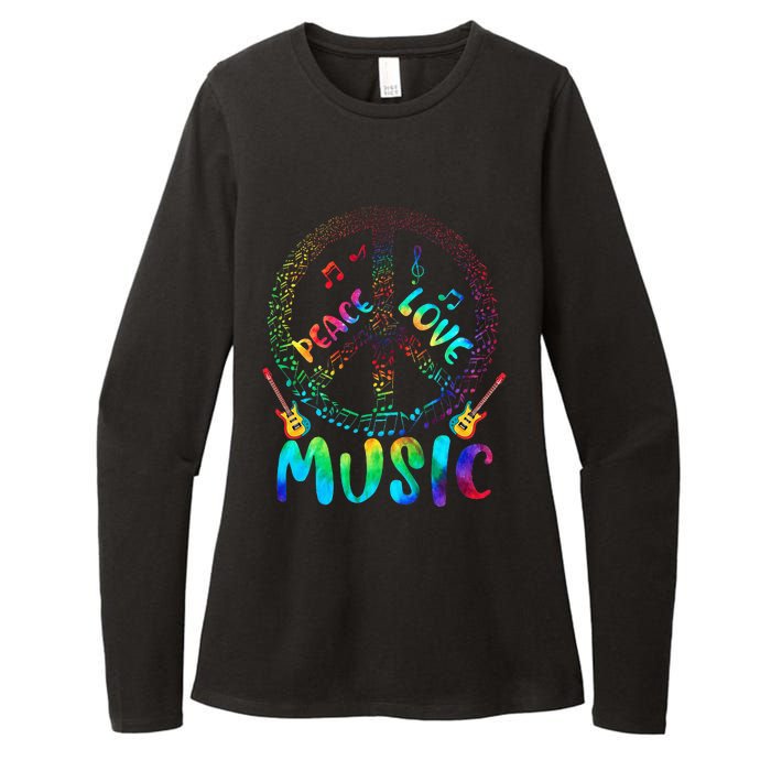 Peace Sign Love Music 60s 70s Tie Die Hippie Costume Womens CVC Long Sleeve Shirt