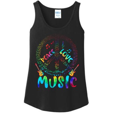 Peace Sign Love Music 60s 70s Tie Die Hippie Costume Ladies Essential Tank