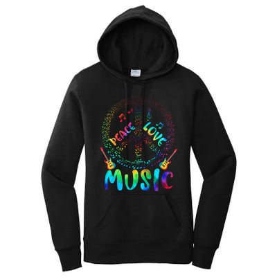 Peace Sign Love Music 60s 70s Tie Die Hippie Costume Women's Pullover Hoodie