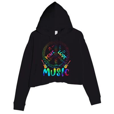 Peace Sign Love Music 60s 70s Tie Die Hippie Costume Crop Fleece Hoodie