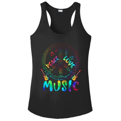 Peace Sign Love Music 60s 70s Tie Die Hippie Costume Ladies PosiCharge Competitor Racerback Tank