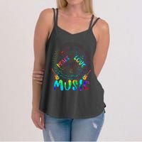 Peace Sign Love Music 60s 70s Tie Die Hippie Costume Women's Strappy Tank