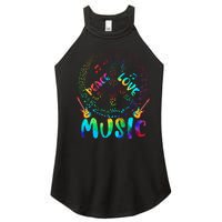 Peace Sign Love Music 60s 70s Tie Die Hippie Costume Women's Perfect Tri Rocker Tank