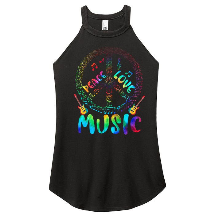 Peace Sign Love Music 60s 70s Tie Die Hippie Costume Women's Perfect Tri Rocker Tank