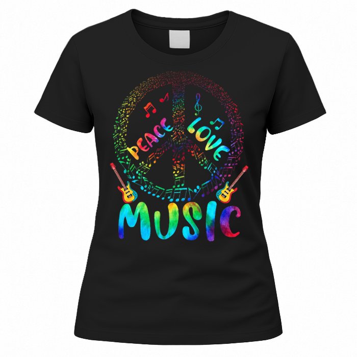 Peace Sign Love Music 60s 70s Tie Die Hippie Costume Women's T-Shirt