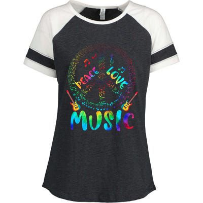 Peace Sign Love Music 60s 70s Tie Die Hippie Costume Enza Ladies Jersey Colorblock Tee