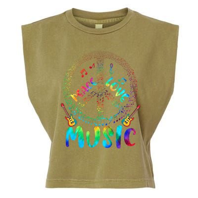 Peace Sign Love Music 60s 70s Tie Die Hippie Costume Garment-Dyed Women's Muscle Tee