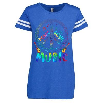 Peace Sign Love Music 60s 70s Tie Die Hippie Costume Enza Ladies Jersey Football T-Shirt