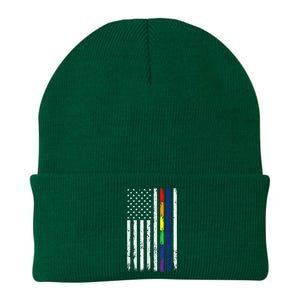 Police Support Lgbt G.A.Y Pride Thin Red Line Rainbow Flag Knit Cap Winter Beanie