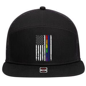 Police Support Lgbt G.A.Y Pride Thin Red Line Rainbow Flag 7 Panel Mesh Trucker Snapback Hat