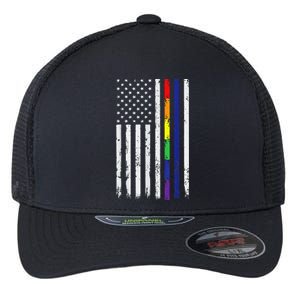 Police Support Lgbt G.A.Y Pride Thin Red Line Rainbow Flag Flexfit Unipanel Trucker Cap