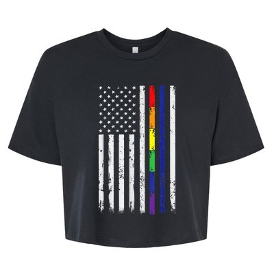 Police Support Lgbt G.A.Y Pride Thin Red Line Rainbow Flag Bella+Canvas Jersey Crop Tee