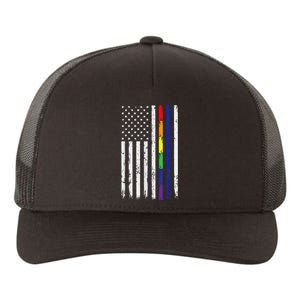 Police Support Lgbt G.A.Y Pride Thin Red Line Rainbow Flag Yupoong Adult 5-Panel Trucker Hat