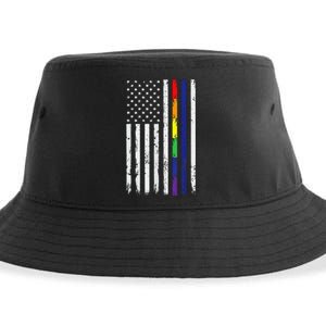 Police Support Lgbt G.A.Y Pride Thin Red Line Rainbow Flag Sustainable Bucket Hat