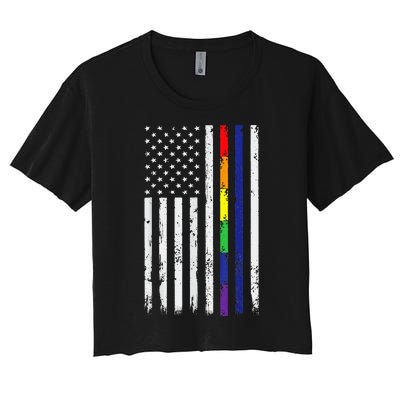 Police Support Lgbt G.A.Y Pride Thin Red Line Rainbow Flag Women's Crop Top Tee