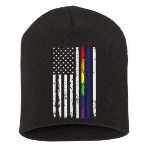 Police Support Lgbt G.A.Y Pride Thin Red Line Rainbow Flag Short Acrylic Beanie