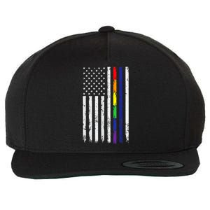 Police Support Lgbt G.A.Y Pride Thin Red Line Rainbow Flag Wool Snapback Cap