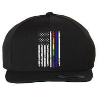 Police Support Lgbt G.A.Y Pride Thin Red Line Rainbow Flag Wool Snapback Cap