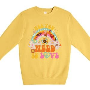 PEACE SIGN LOVE 60s 70s Hippie Groovy Vibes Halloween Premium Crewneck Sweatshirt