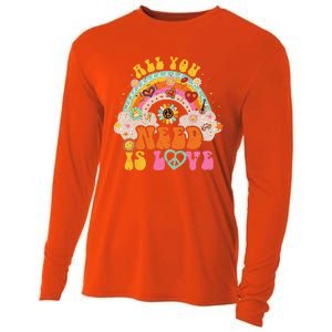 PEACE SIGN LOVE 60s 70s Hippie Groovy Vibes Halloween Cooling Performance Long Sleeve Crew