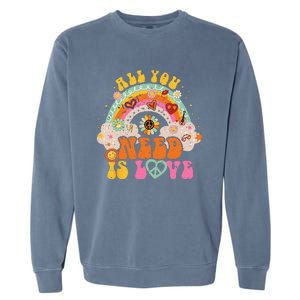 PEACE SIGN LOVE 60s 70s Hippie Groovy Vibes Halloween Garment-Dyed Sweatshirt