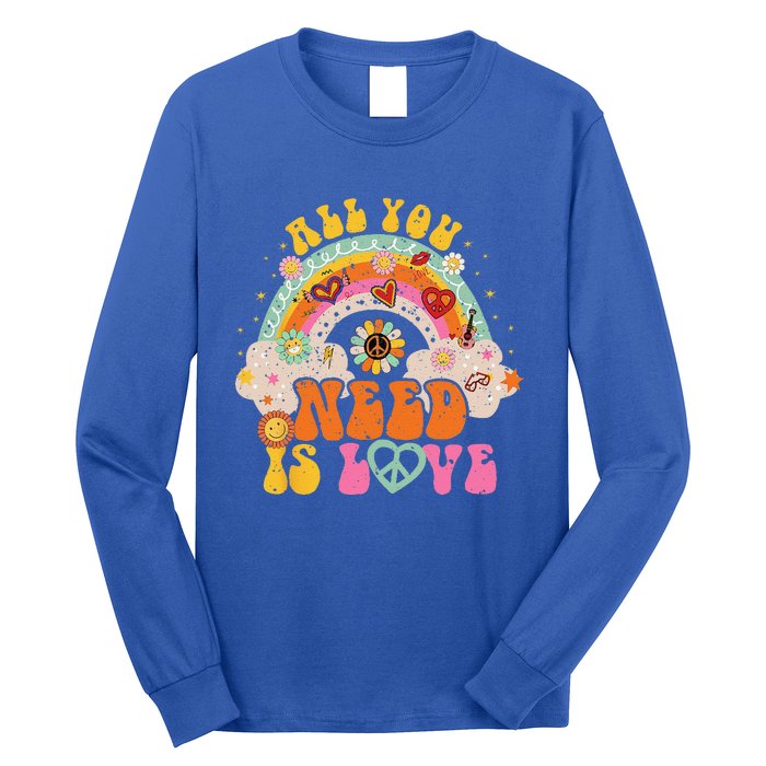 PEACE SIGN LOVE 60s 70s Hippie Groovy Vibes Halloween Long Sleeve Shirt