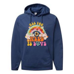 PEACE SIGN LOVE 60s 70s Hippie Groovy Vibes Halloween Performance Fleece Hoodie