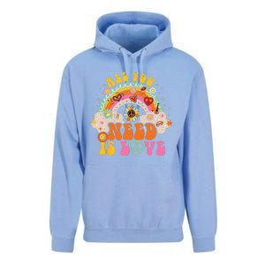 PEACE SIGN LOVE 60s 70s Hippie Groovy Vibes Halloween Unisex Surf Hoodie