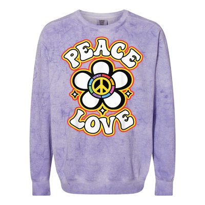 PEACE SIGN LOVE Shirt 60s 70s Tie Dye Hippie Costume Colorblast Crewneck Sweatshirt