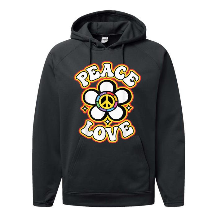 PEACE SIGN LOVE Shirt 60s 70s Tie Dye Hippie Costume Performance Fleece Hoodie