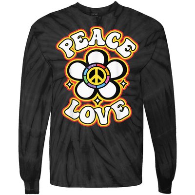 PEACE SIGN LOVE Shirt 60s 70s Tie Dye Hippie Costume Tie-Dye Long Sleeve Shirt