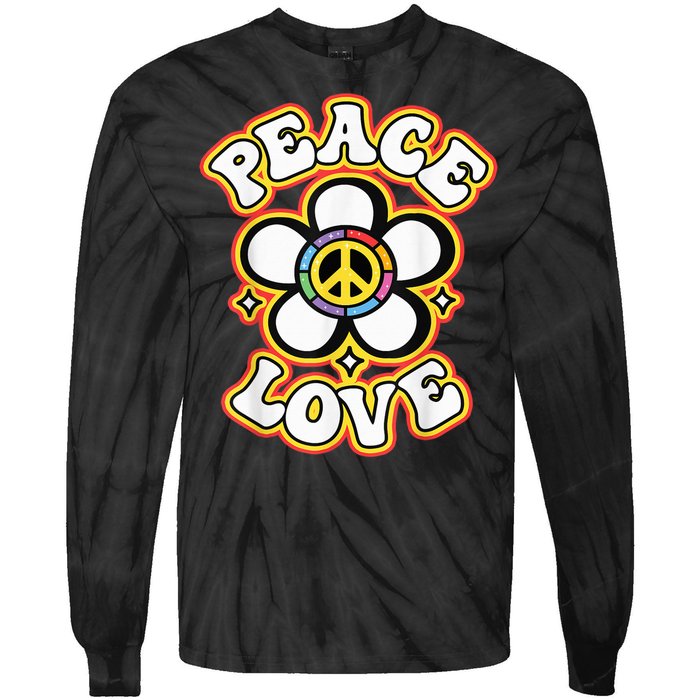 PEACE SIGN LOVE Shirt 60s 70s Tie Dye Hippie Costume Tie-Dye Long Sleeve Shirt