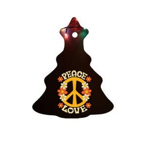 Peace Sign Love 60s 70s Costume 70 Theme Party Groovy Hippie Ceramic Tree Ornament