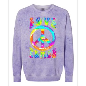 PEACE SIGN LOVE 60s 70s Tie Dye Hippie Costume Colorblast Crewneck Sweatshirt