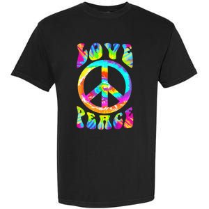 PEACE SIGN LOVE 60s 70s Tie Dye Hippie Costume Garment-Dyed Heavyweight T-Shirt