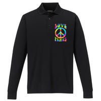 PEACE SIGN LOVE 60s 70s Tie Dye Hippie Costume Performance Long Sleeve Polo